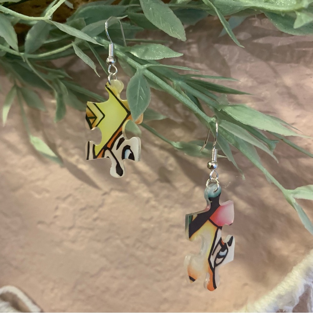 Handmade puzzle earrings - Picture 6 of 11